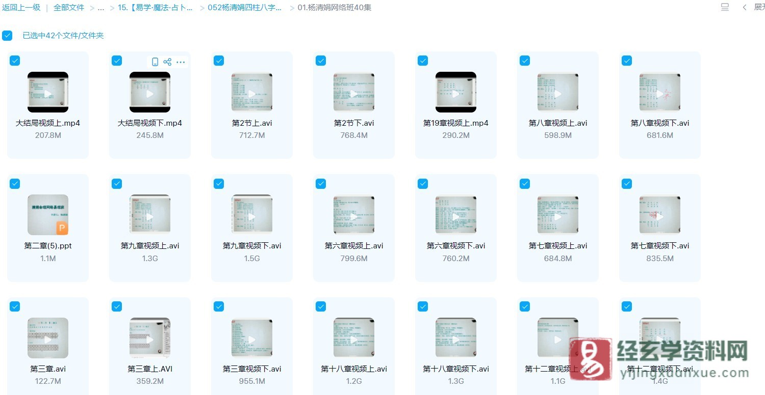 杨清娟-盲派命理网络班课程（视频40讲+讲义）_易经玄学资料网
