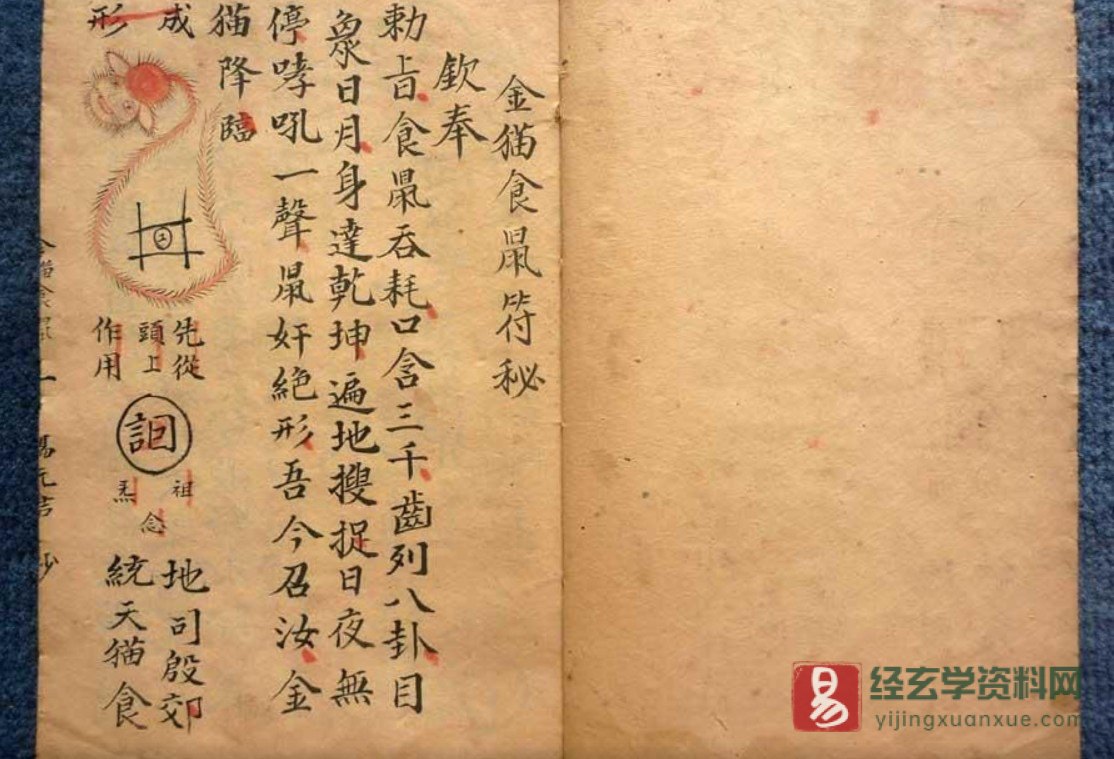 道家符咒古籍《金猫食鼠符秘》手抄本（8页）_易经玄学资料网