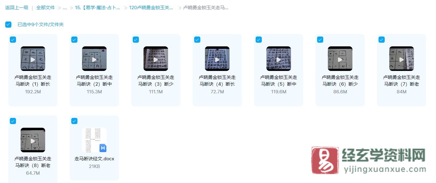 图片[2]_卢晓勇-金锁玉关走马断诀（8视频+1文档）_易经玄学资料网