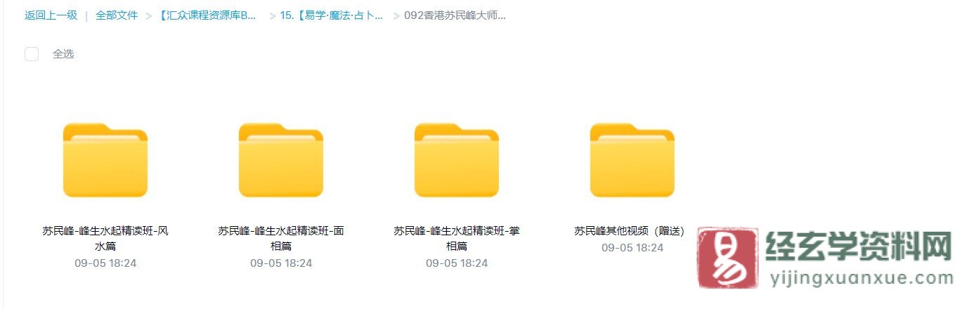 图片[1]_香港苏民峰大师《峰生水起精读班》风水篇+掌相篇+面相篇（视频82集）_易经玄学资料网