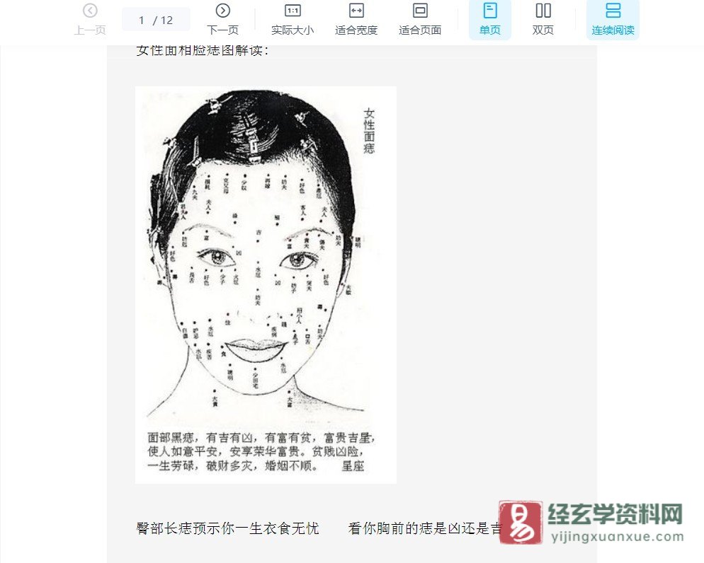 面相脸痣图解读.doc（12页）_易经玄学资料网