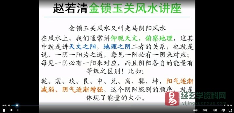 赵若清金锁玉关风水讲座_易经玄学资料网