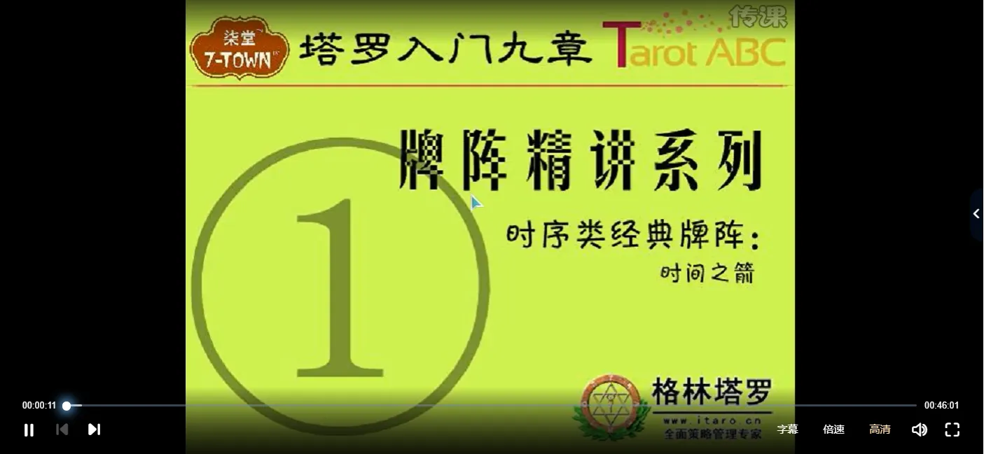 格林塔罗：塔罗入门九章－塔罗牌阵精讲系列课程（视频10集）_易经玄学资料网