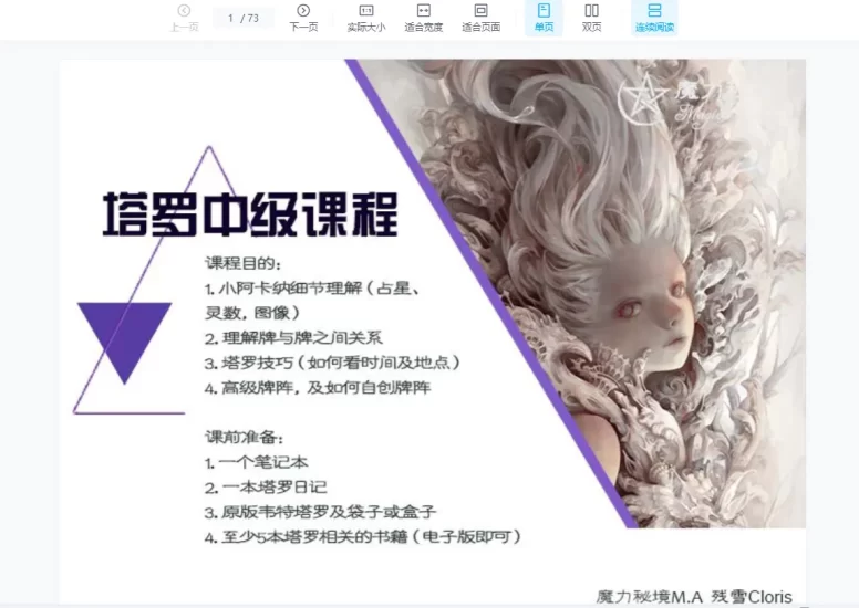 残雪Cloris-韦特塔罗初级+中级+高级课程及实践_易经玄学资料网