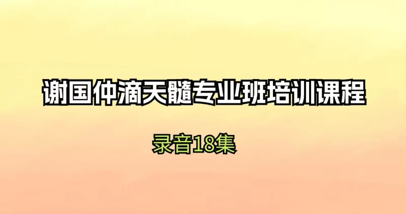 谢国仲滴天髓专业班培训课程录音_易经玄学资料网