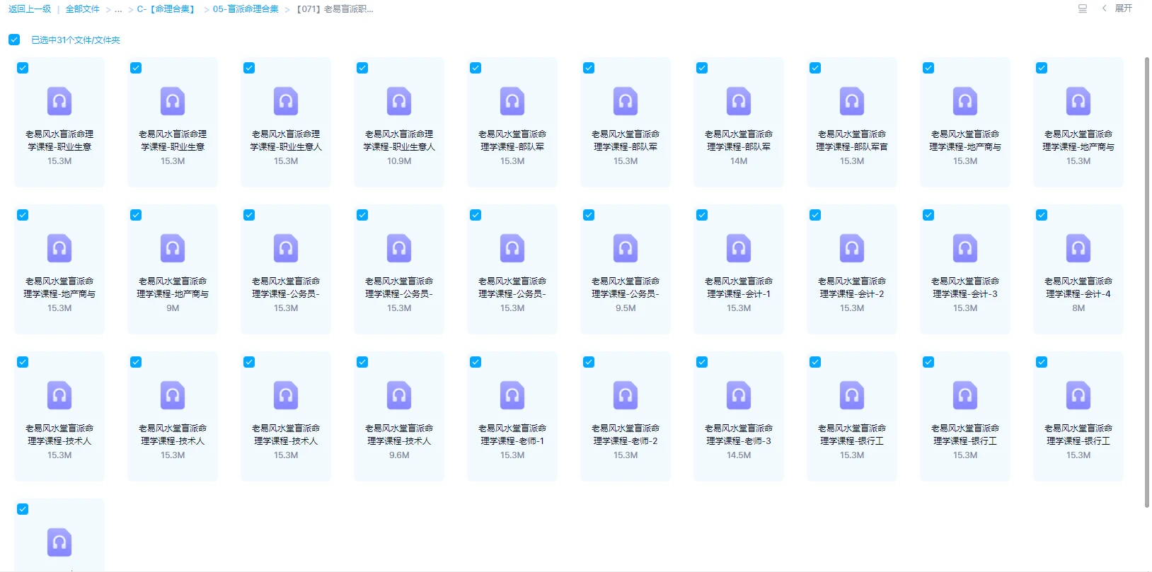 老易盲派职业专题课程（音频31集）_易经玄学资料网