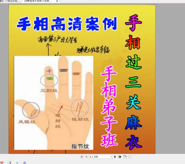 黄瑞海《手相弟子班教学案例》PDF273页200个案例_易经玄学资料网