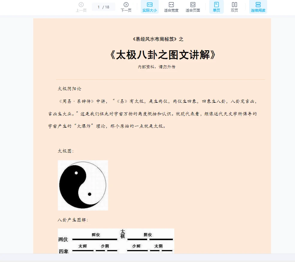 《易经风水布局秘笈之太极八卦之图文讲解》PDF电子书（18页）_易经玄学资料网
