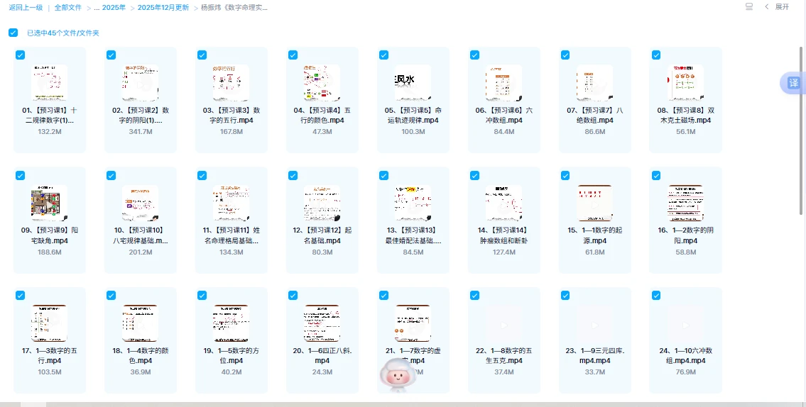 图片[1]_杨振炜《数字命理实战营》视频45集_易经玄学资料网