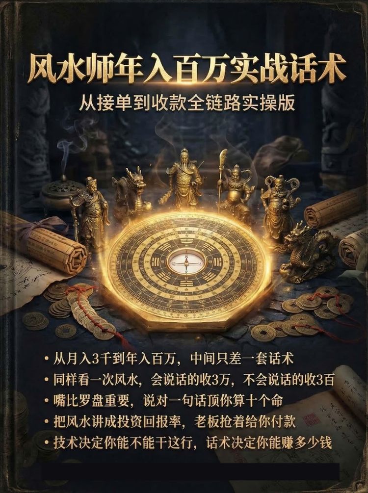 《风水师年入百万实战话术 从接单到收款全链路实操版》PDF电子书（102页）_易经玄学资料网