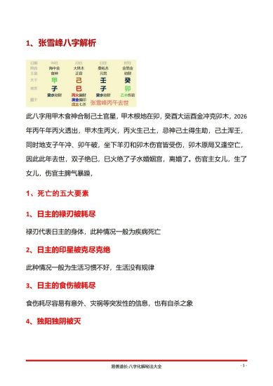 夏光明《夏光明第119期张雪峰八字看生死寿夭》_易经玄学资料网