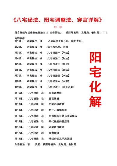 《八宅秘法 阳宅调理 穿宫详解》PDF电子书_易经玄学资料网