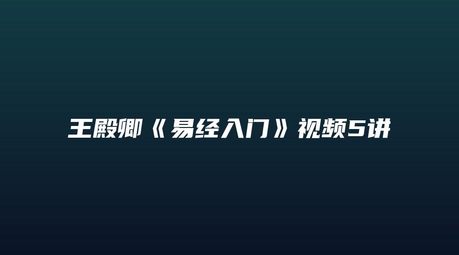 王殿卿《易经入门》视频5讲