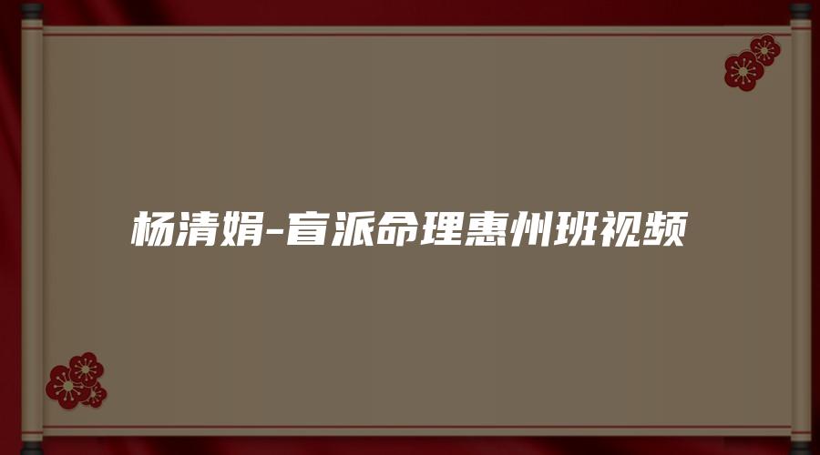 杨清娟-盲派命理惠州班视频