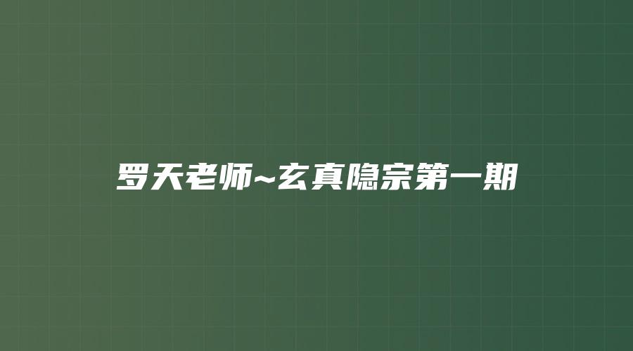 罗天老师~玄真隐宗第一期
