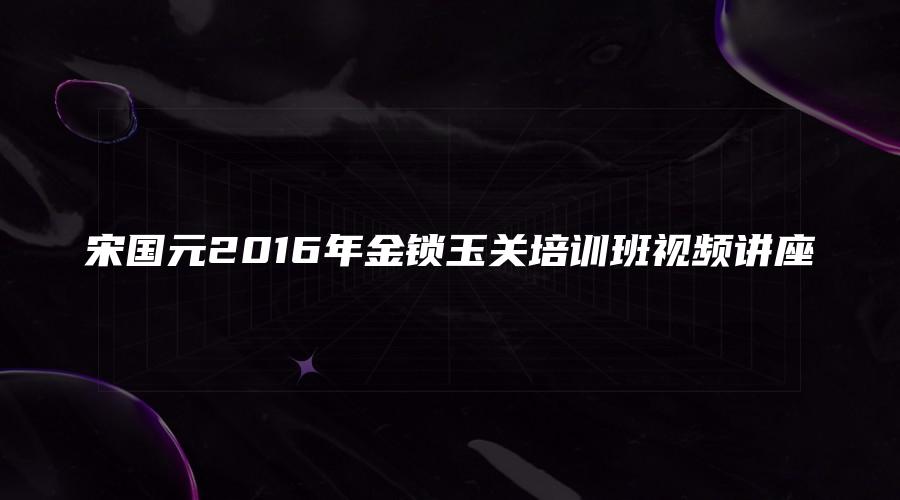 宋国元2016年金锁玉关培训班视频讲座