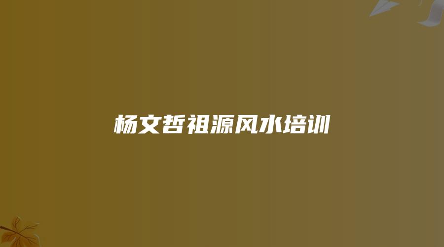 杨文哲祖源风水培训