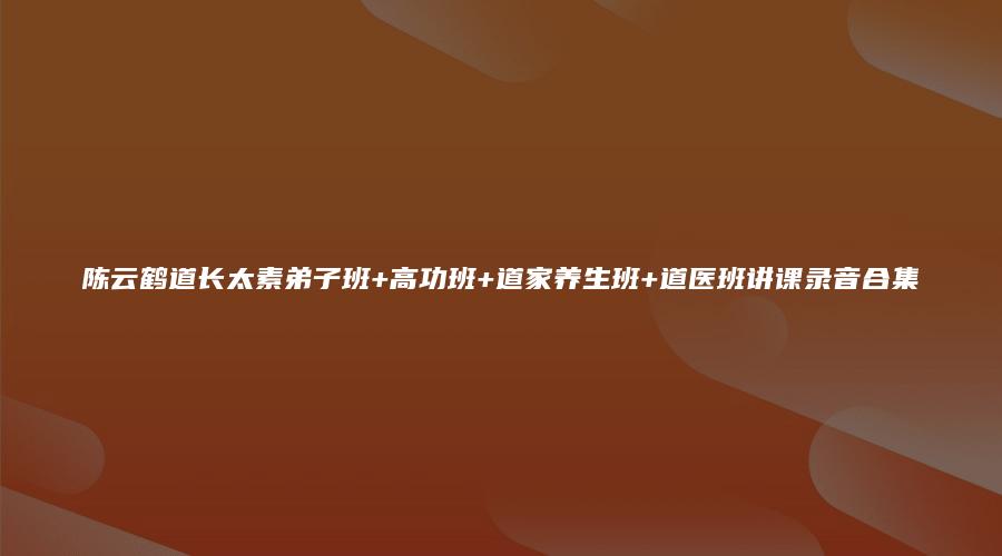 陈云鹤道长太素弟子班+高功班+道家养生班+道医班讲课录音合集