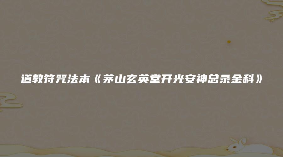 道教符咒法本《茅山玄英堂开光安神总录金科》