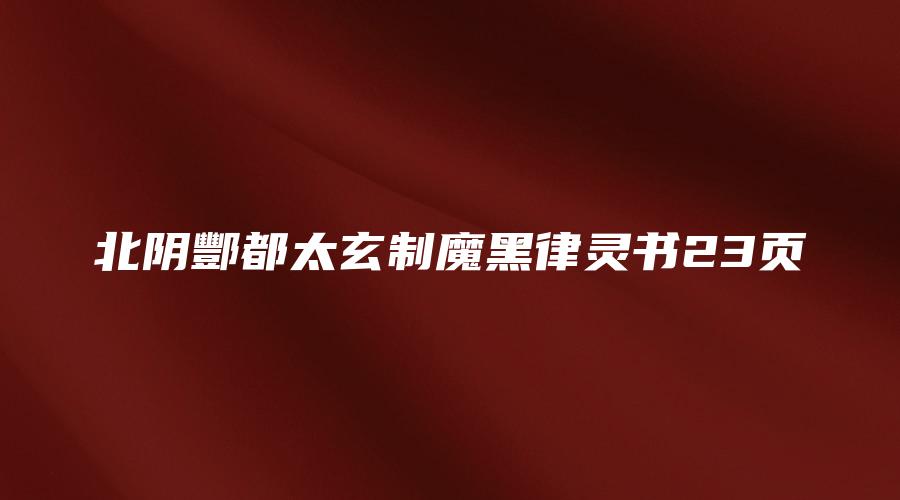 北阴酆都太玄制魔黑律灵书23页