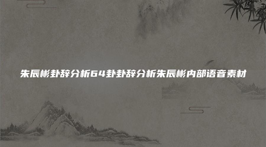 朱辰彬卦辞分析64卦卦辞分析朱辰彬内部语音素材