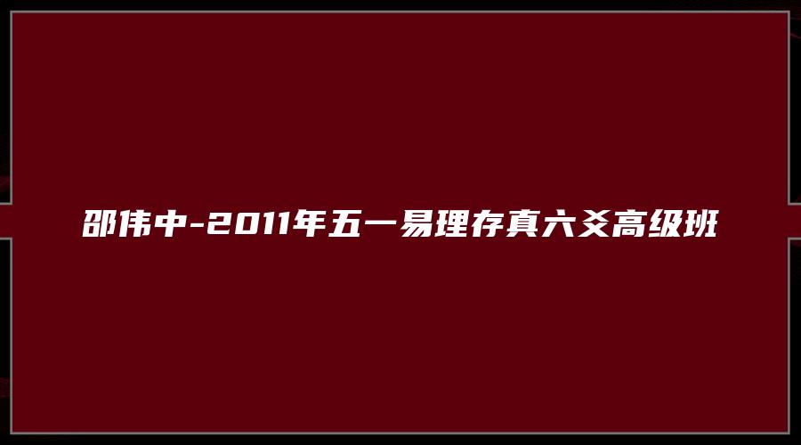 邵伟中-2011年五一易理存真六爻高级班