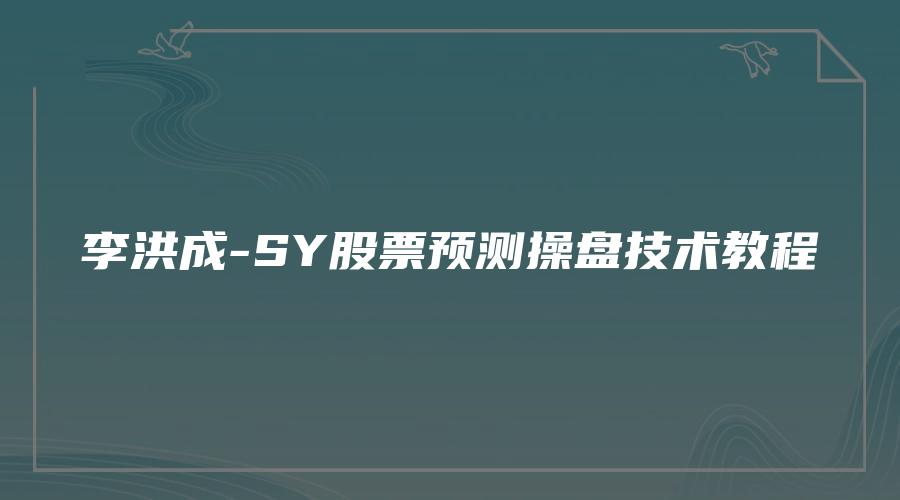 李洪成-SY股票预测操盘技术教程