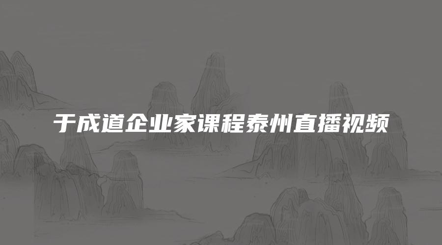 于成道企业家课程泰州直播视频