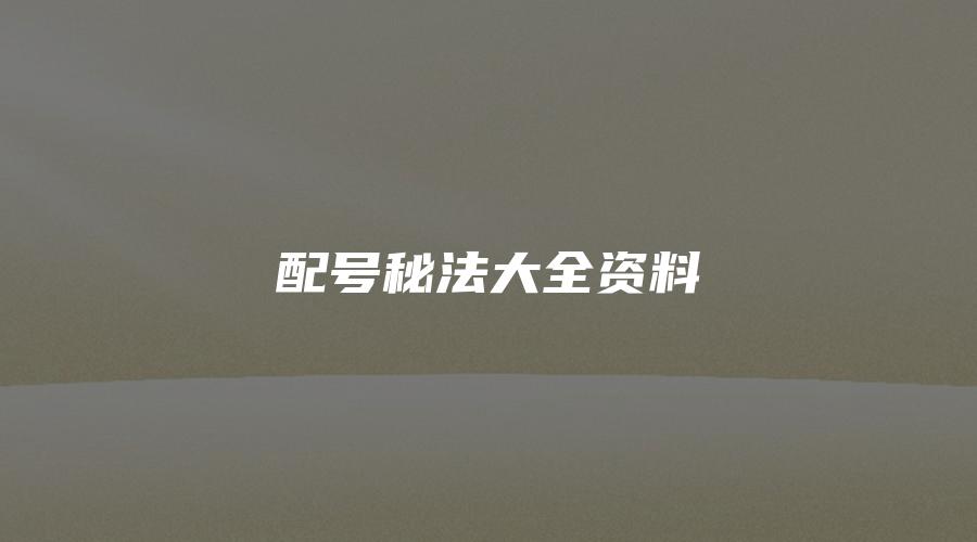 配号秘法大全资料