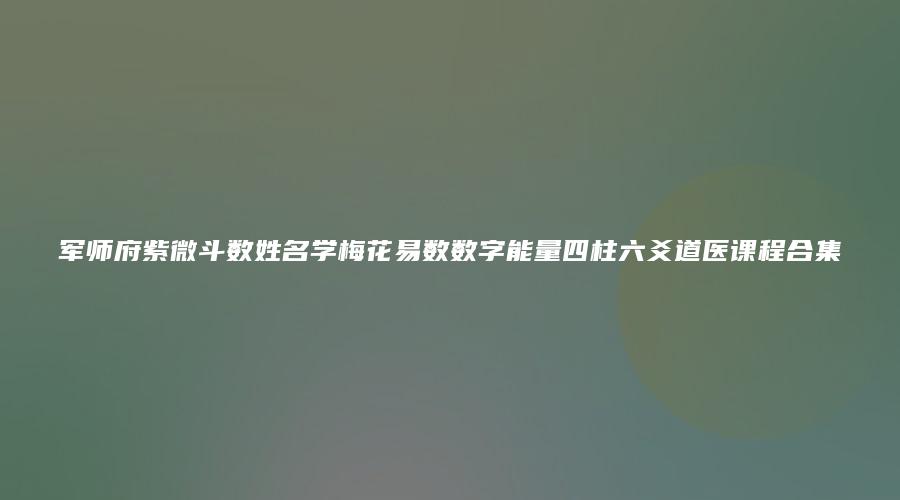 军师府紫微斗数姓名学梅花易数数字能量四柱六爻道医课程合集